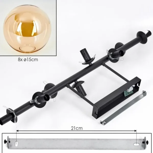 hofstein Gastor Plafonnier, Boule lumineuse Ambre, 8 lumières* Lampes En Verre