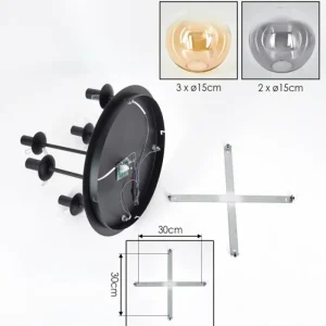 hofstein Gastor Plafonnier, Boule lumineuse 45 cm Ambre, Clair, Fumé, 5 lumières* Lampes Modernes