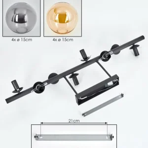 hofstein Gastor Plafonnier, Boule lumineuse Ambre, Fumé, 8 lumières* Lampes Modernes