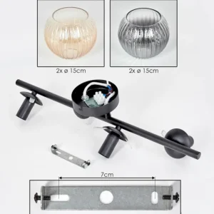 hofstein Gastor Plafonnier, Boule lumineuse Ambre, Clair, Fumé, 4 lumières* Lampes Modernes