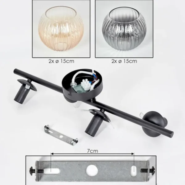 hofstein Gastor Plafonnier, Boule lumineuse Ambre, Clair, Fumé, 4 lumières* Lampes Modernes