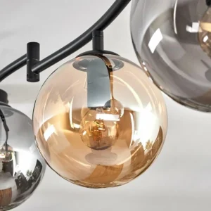 hofstein Gastor Plafonnier, Boule lumineuse Ambre, Fumé, 6 lumières* Lampes Modernes