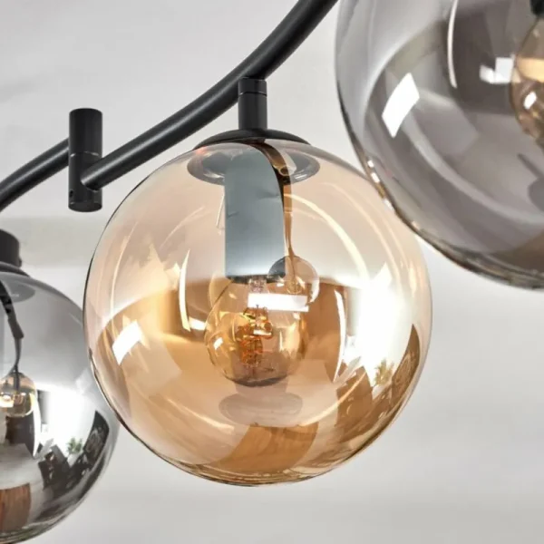 hofstein Gastor Plafonnier, Boule lumineuse Ambre, Fumé, 6 lumières* Lampes Modernes