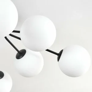 hofstein Gastor Plafonnier, Boule lumineuse 87 cm Blanc, 8 lumières* Lampes En Verre