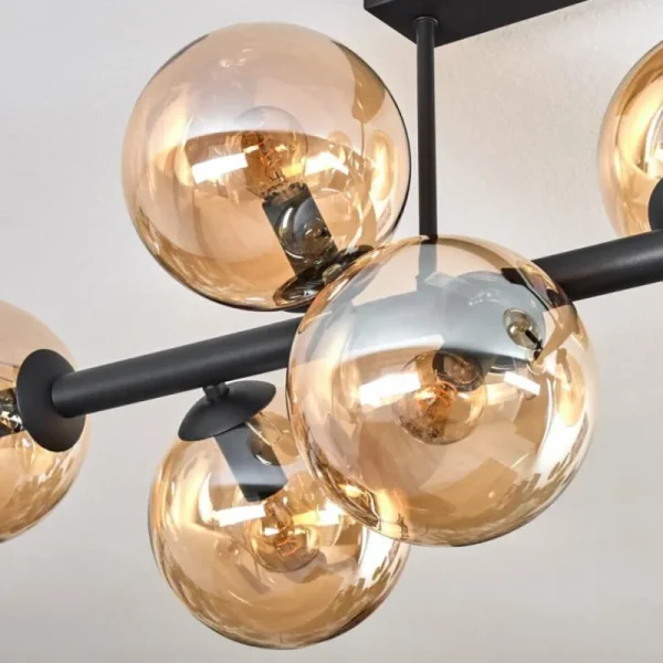 hofstein Gastor Plafonnier, Boule lumineuse Ambre, 8 lumières* Lampes En Verre