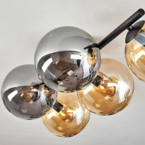 hofstein Gastor Plafonnier, Boule lumineuse Ambre, Fumé, 5 lumières* Lampes Modernes