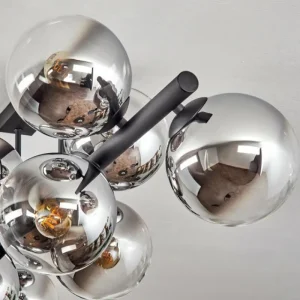 hofstein Gastor Plafonnier, Boule lumineuse Chrome, Clair, Fumé, 10 lumières* Lampes Modernes