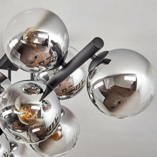 hofstein Gastor Plafonnier, Boule lumineuse Chrome, Clair, Fumé, 10 lumières* Lampes Modernes