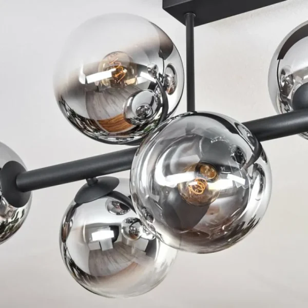 hofstein Gastor Plafonnier, Boule lumineuse Chrome, Clair, Fumé, 8 lumières* Lampes Modernes