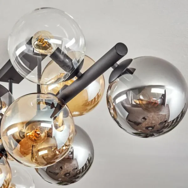 hofstein Gastor Plafonnier, Boule lumineuse Ambre, Clair, Fumé, 10 lumières* Lampes Modernes