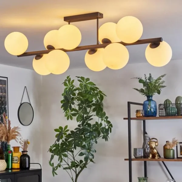 hofstein Gastor Plafonnier, Boule lumineuse Blanc, 10 lumières* Lampes En Verre