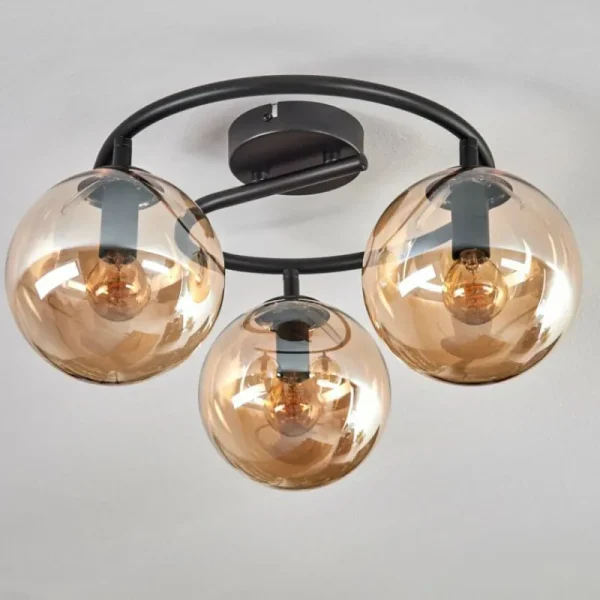 hofstein Gastor Plafonnier, Boule lumineuse Ambre, 3 lumières* Lampes En Verre