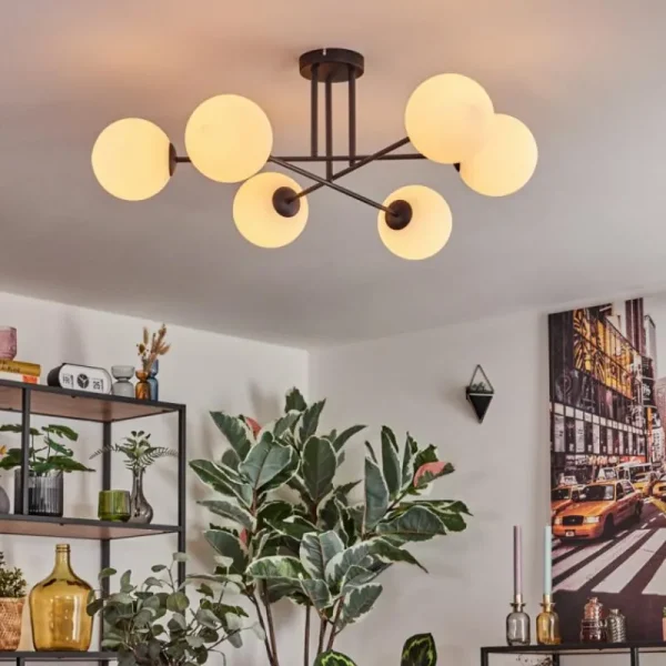 hofstein Gastor Plafonnier, Boule lumineuse Blanc, 6 lumières* Lampes En Verre
