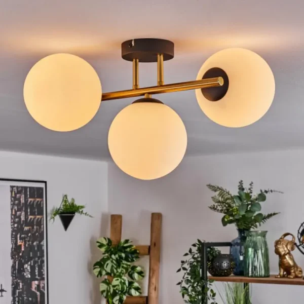 hofstein Gastor Plafonnier, Boule lumineuse 42 cm Or, Noir, 3 lumières* Lampes En Verre