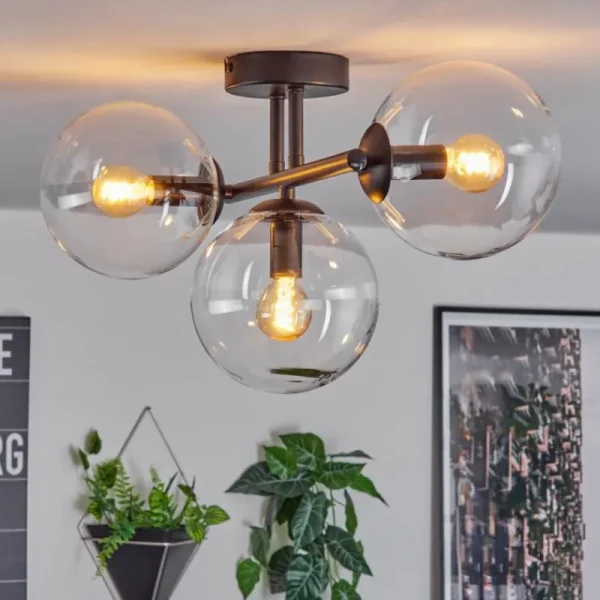hofstein Gastor Plafonnier, Boule lumineuse Clair, 3 lumières* Lampes En Verre