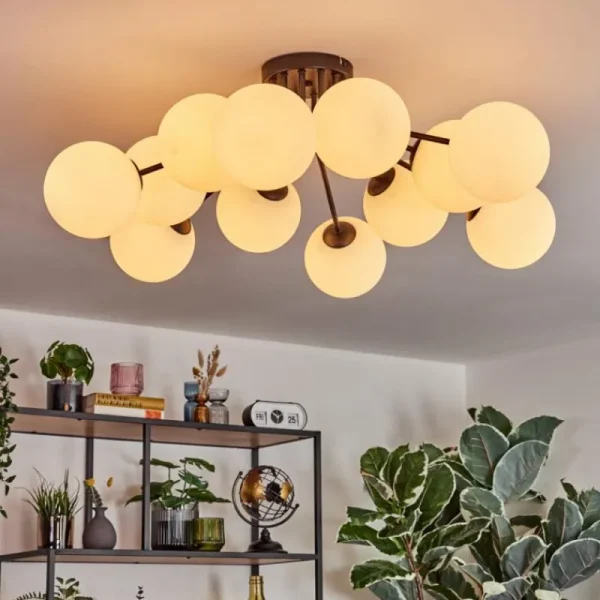 hofstein Gastor Plafonnier, Boule lumineuse Blanc, 12 lumières* Lampes En Verre