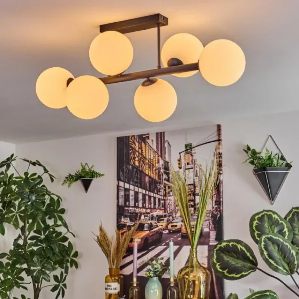 hofstein Gastor Plafonnier, Boule lumineuse Blanc, 6 lumières* Lampes En Verre