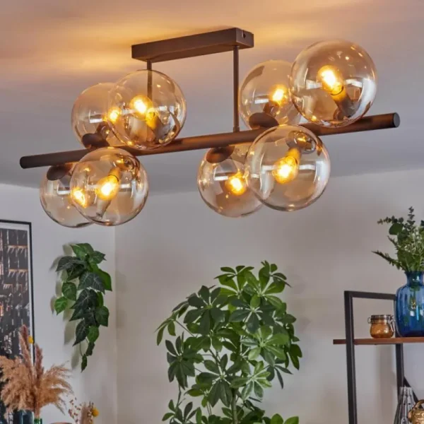 hofstein Gastor Plafonnier, Boule lumineuse Ambre, Clair, 8 lumières* Lampes En Verre