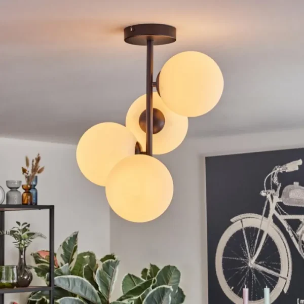 hofstein Gastor Plafonnier, Boule lumineuse Transparent, 4 lumières* Lampes En Verre