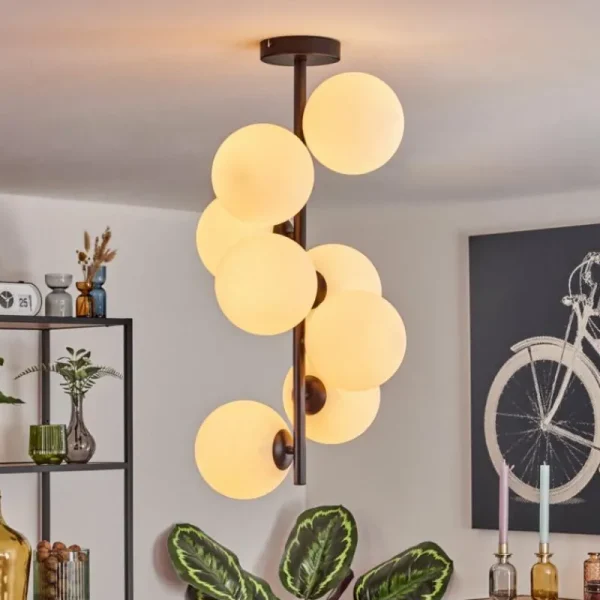 hofstein Gastor Plafonnier, Boule lumineuse Transparent, 8 lumières* Lampes En Verre