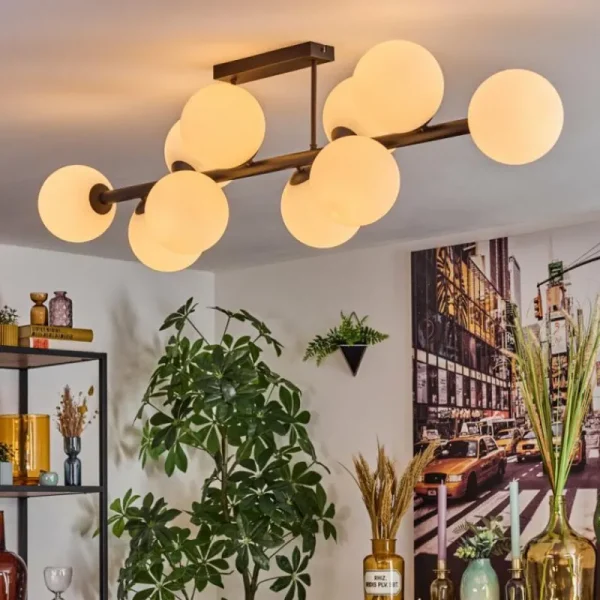hofstein Gastor Plafonnier, Boule lumineuse Blanc, 10 lumières* Lampes En Verre