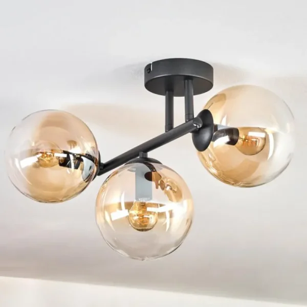 hofstein Gastor Plafonnier, Boule lumineuse Ambre, Clair, 3 lumières* Lampes En Verre