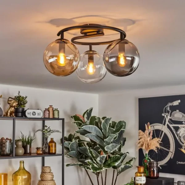 hofstein Gastor Plafonnier, Boule lumineuse 37 cm Ambre, Clair, Fumé, 3 lumières* Lampes Modernes