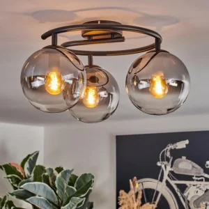 hofstein Gastor Plafonnier, Boule lumineuse Clair, Fumé, 3 lumières* Lampes Modernes