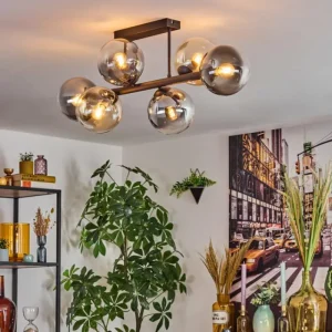 hofstein Gastor Plafonnier, Boule lumineuse Ambre, Clair, Fumé, 6 lumières* Lampes Modernes