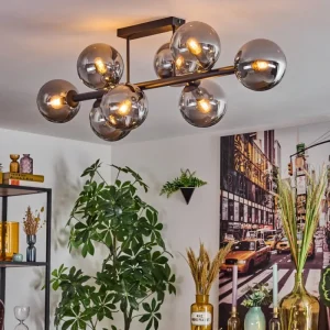 hofstein Gastor Plafonnier, Boule lumineuse Fumé, 8 lumières* Lampes Modernes