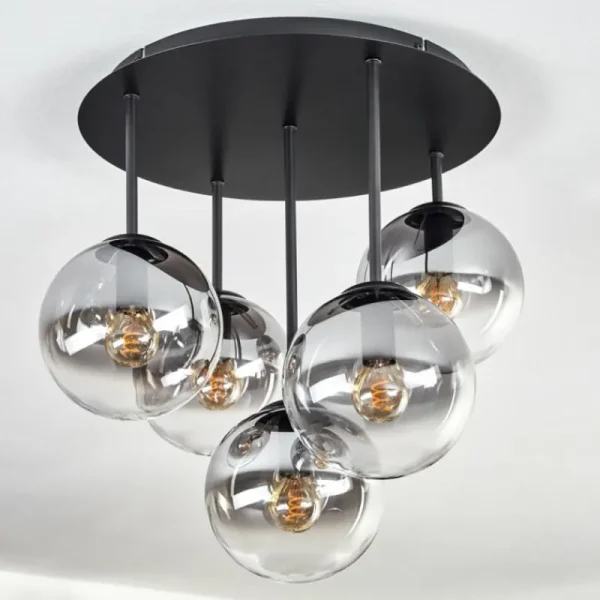 hofstein Gastor Plafonnier, Boule lumineuse 45 cm Clair, Fumé, 5 lumières* Lampes Modernes