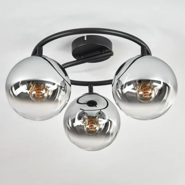 hofstein Gastor Plafonnier, Boule lumineuse 37 cm Chrome, Clair, Fumé, 3 lumières* Lampes Modernes