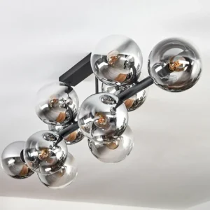 hofstein Gastor Plafonnier, Boule lumineuse Chrome, Clair, Fumé, 10 lumières* Lampes Modernes
