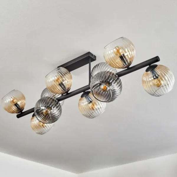 hofstein Gastor Plafonnier, Boule lumineuse Ambre, Clair, Fumé, 10 lumières* Lampes Modernes