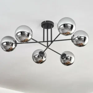 hofstein Gastor Plafonnier, Boule lumineuse 15 cm Chrome, Fumé, 6 lumières* Lampes Modernes