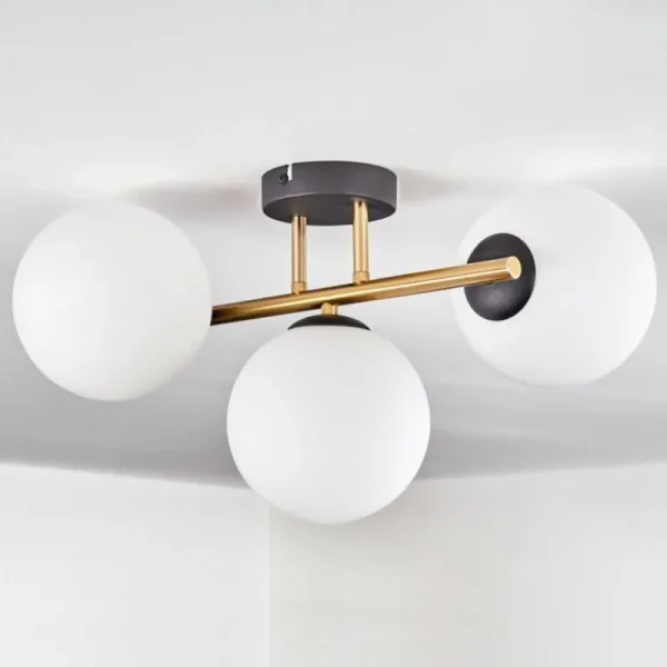 hofstein Gastor Plafonnier, Boule lumineuse 42 cm Or, Noir, 3 lumières* Lampes En Verre