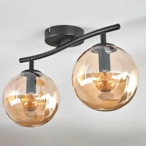 hofstein Gastor Plafonnier, Boule lumineuse Ambre, 2 lumières* Lampes En Verre
