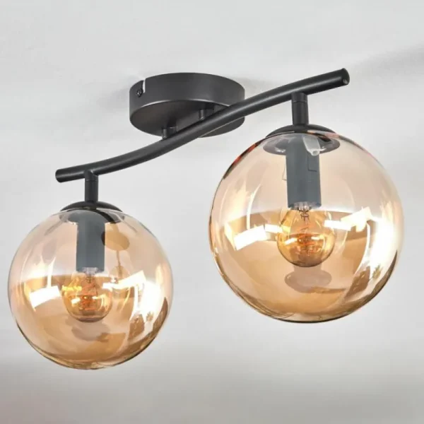 hofstein Gastor Plafonnier, Boule lumineuse Ambre, 2 lumières* Lampes En Verre