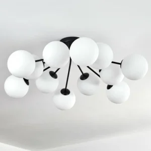 hofstein Gastor Plafonnier, Boule lumineuse Blanc, 12 lumières* Lampes En Verre