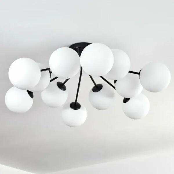 hofstein Gastor Plafonnier, Boule lumineuse Blanc, 12 lumières* Lampes En Verre
