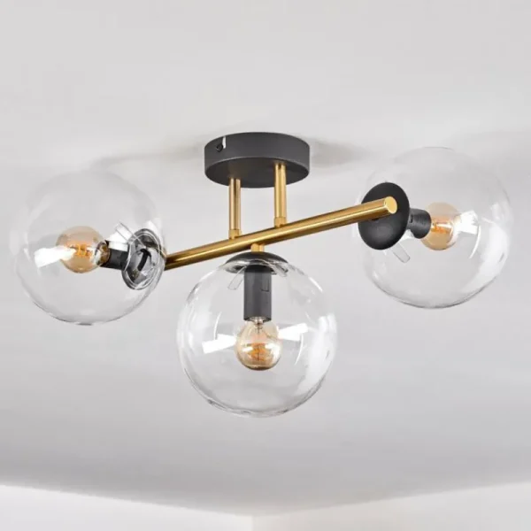 hofstein Gastor Plafonnier, Boule lumineuse 42 cm Or, Noir, 3 lumières* Lampes En Verre