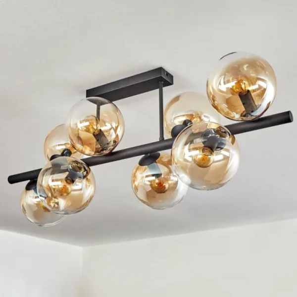 hofstein Gastor Plafonnier, Boule lumineuse Ambre, Clair, 8 lumières* Lampes En Verre