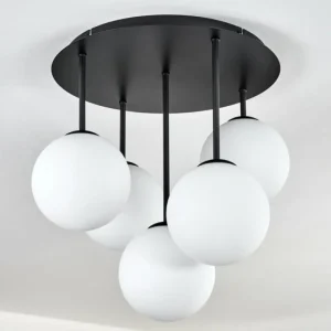 hofstein Gastor Plafonnier, Boule lumineuse 45 cm Blanc, 5 lumières* Lampes En Verre