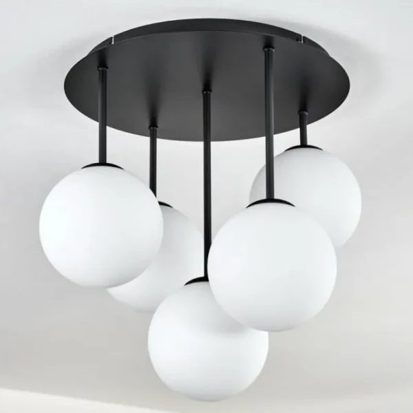 hofstein Gastor Plafonnier, Boule lumineuse 45 cm Blanc, 5 lumières* Lampes En Verre