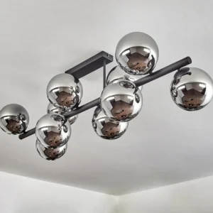 hofstein Gastor Plafonnier, Boule lumineuse Chrome, Fumé, 10 lumières* Lampes Modernes