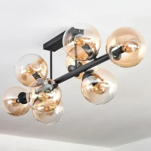 hofstein Gastor Plafonnier, Boule lumineuse Ambre, Clair, 8 lumières* Lampes En Verre