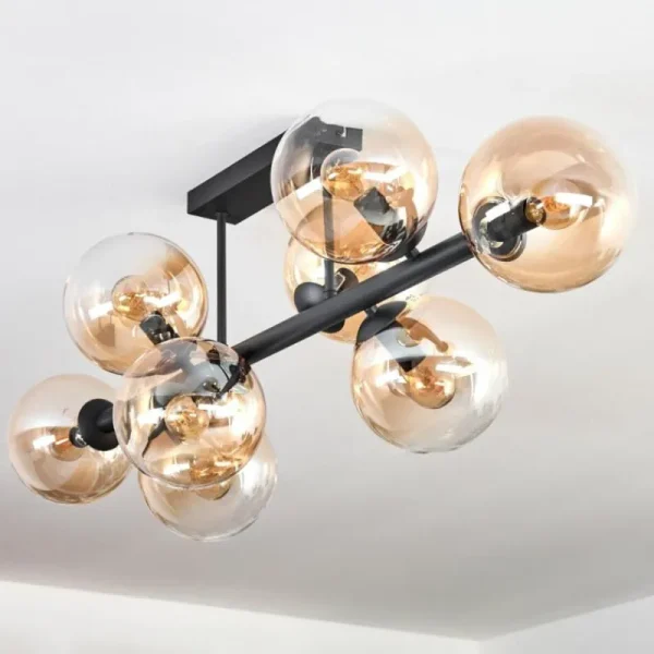 hofstein Gastor Plafonnier, Boule lumineuse Ambre, Clair, 8 lumières* Lampes En Verre