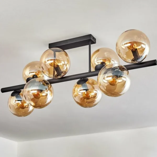 hofstein Gastor Plafonnier, Boule lumineuse Ambre, 8 lumières* Lampes En Verre