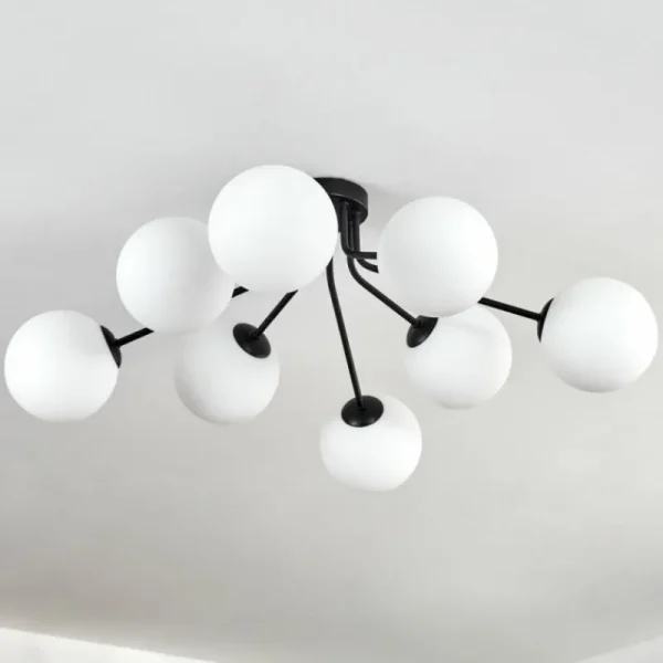 hofstein Gastor Plafonnier, Boule lumineuse 87 cm Blanc, 8 lumières* Lampes En Verre