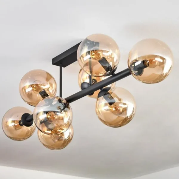 hofstein Gastor Plafonnier, Boule lumineuse Ambre, 8 lumières* Lampes En Verre